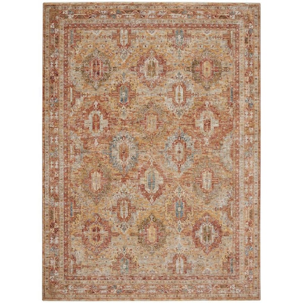 Nourison Sahar Rust 9 ft. x 13 ft. Floral Vintage Traditional Area Rug