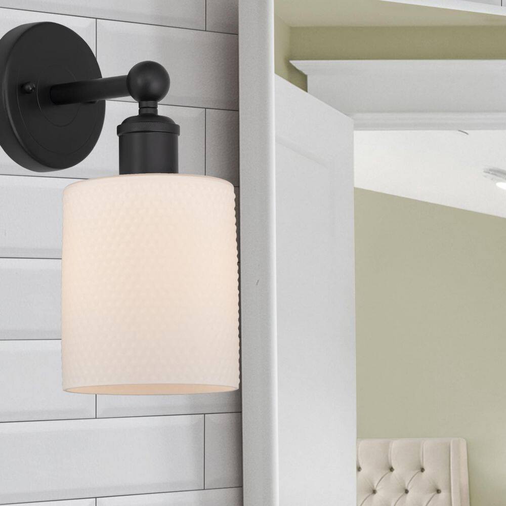 Cobbleskill 1-Light Matte Black Wall Sconce with White Glass Shade price history on PriceWatchPro