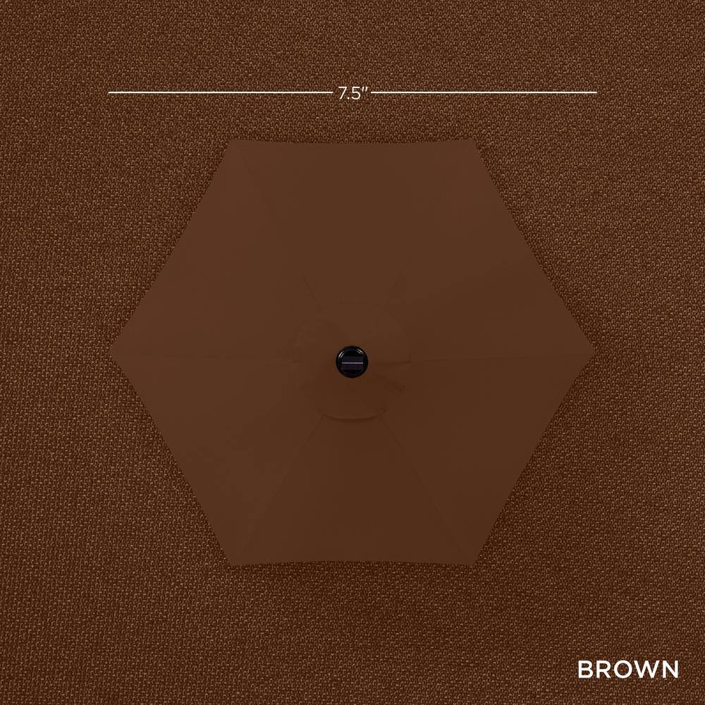 7.5ft Brown Solar LED Outdoor Patio Umbrella with Steel Pole