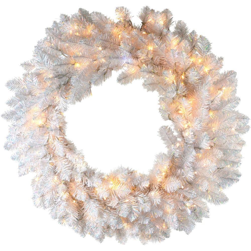 36 in. Artificial Christmas Wreath with Cool White LED Twinkle Lights