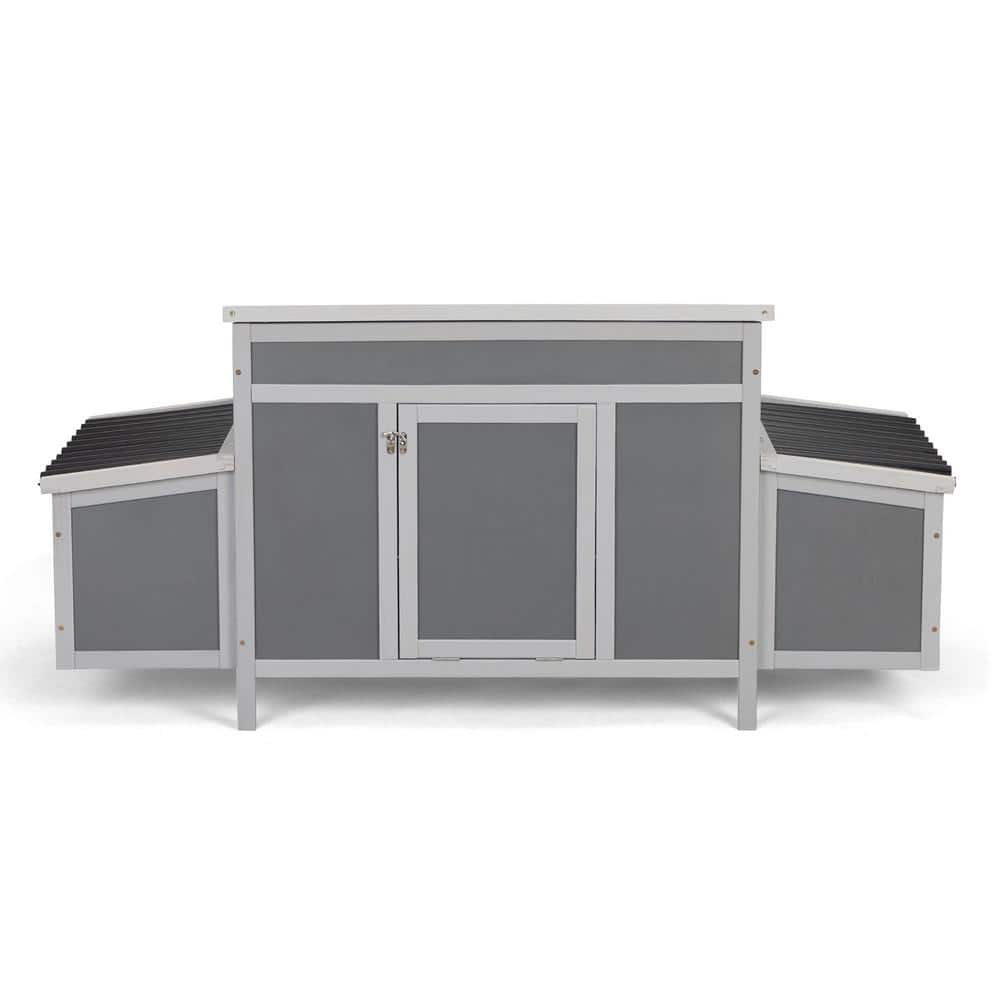 Gray Weatherproof Pinewood Chicken Coop with Nesting Boxes