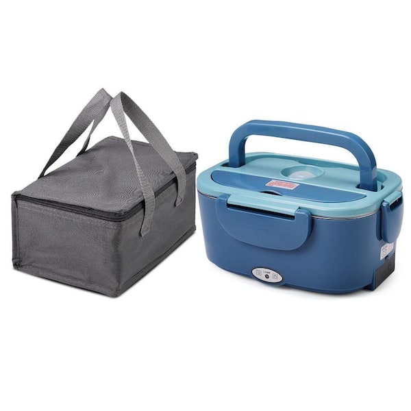 Electric Lunch Box Food Heater with 2 Compartments, 80W Portable Heated Lunch Box for Adults, 12V 24V 110V Self Heating