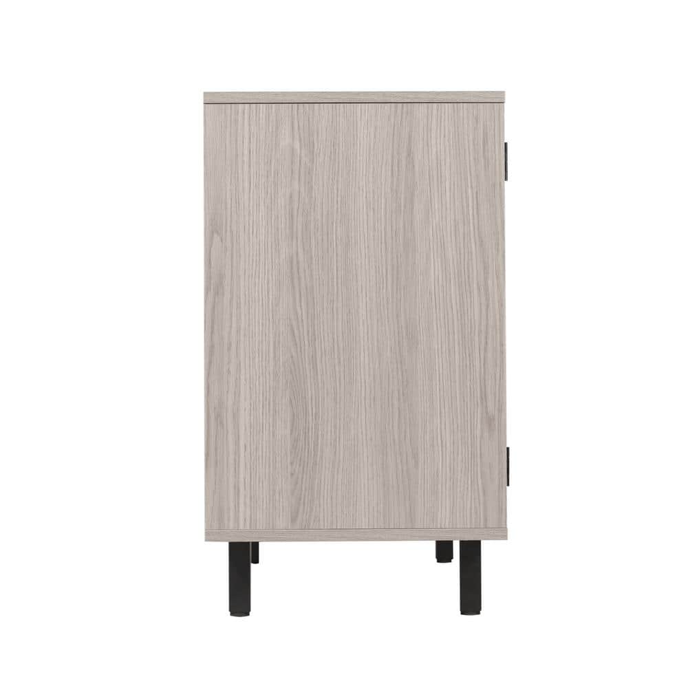 Gray Wood and Metal Bar Sideboard with Adjustable Shelf