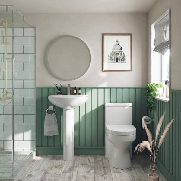 20.5 in. x 17.3 in. U-Shape Pedestal Bathroom Sink in White Vitreous China with Single Faucet Hole and Overflow