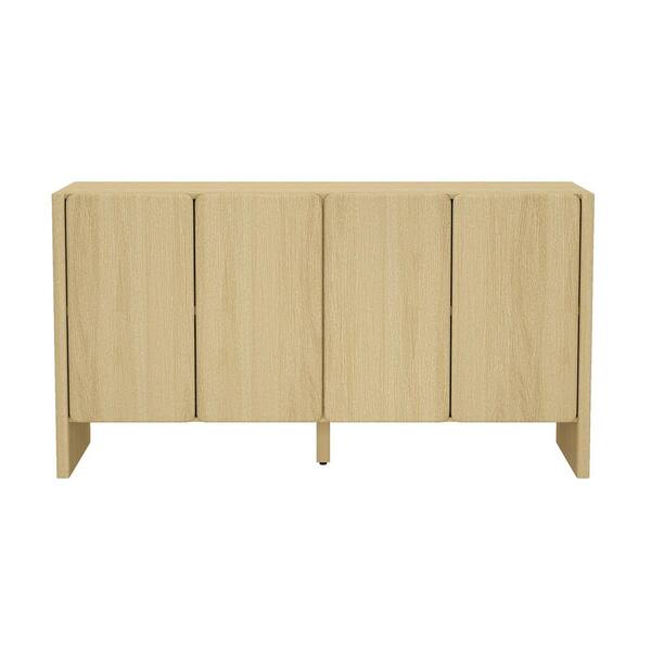 Linda Modern Natural Oak Composite Wood 60 in. Sideboard with 4 Adjustable Shelves