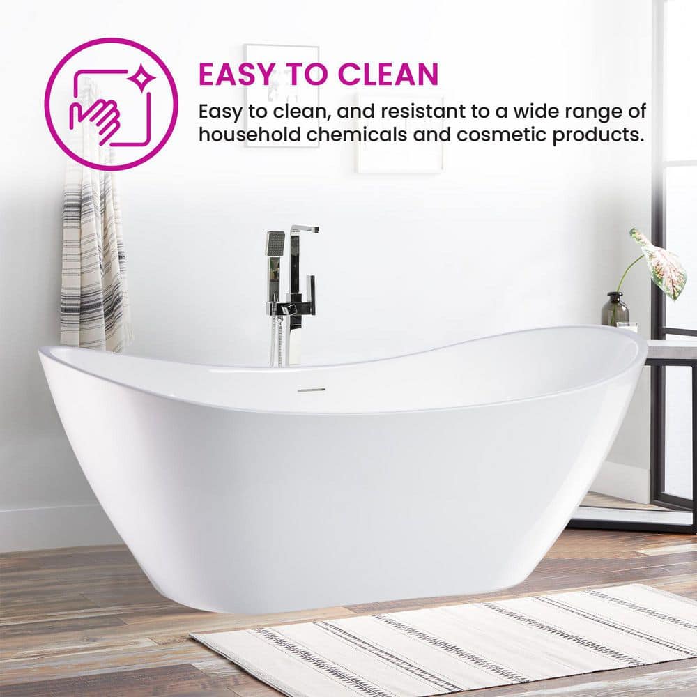 Ophelia 71" White Acrylic Freestanding Soaking Bathtub