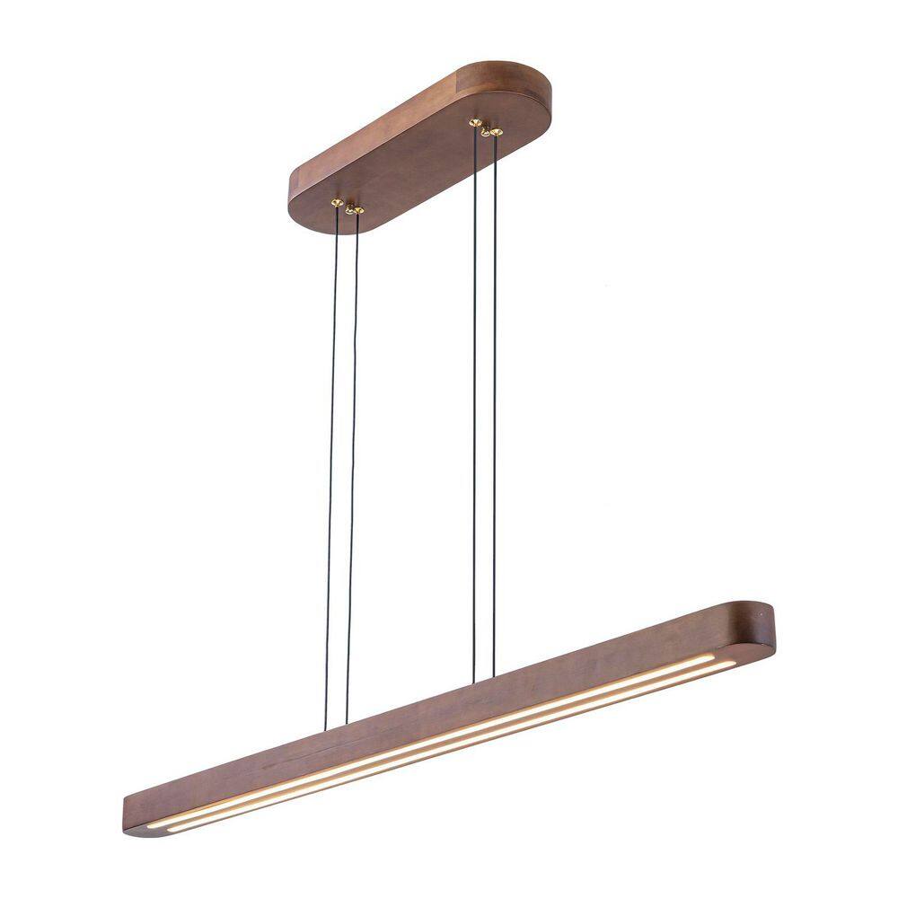 39 in. 3-Light Integrated LED Farmhouse Walnut Linear Pendant Light,Adjustable Suspension for Dining Room,Kitchen Island price history on PriceWatchPro