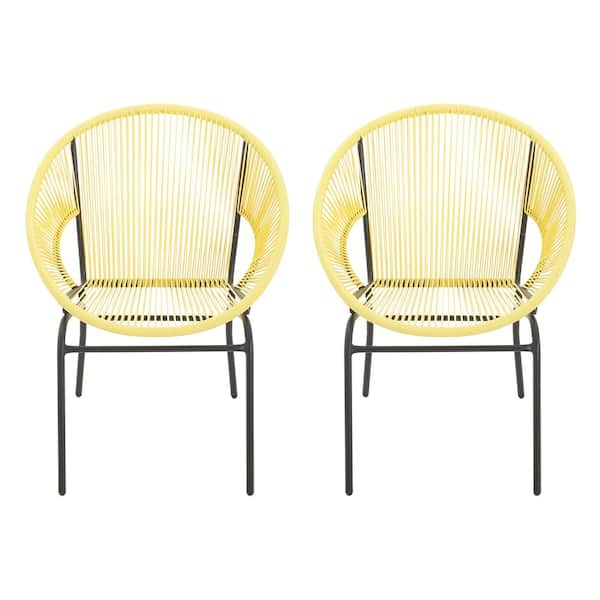 Gdf Studio Carver Modern Outdoor Basket Chairs Set of 2 Yellow