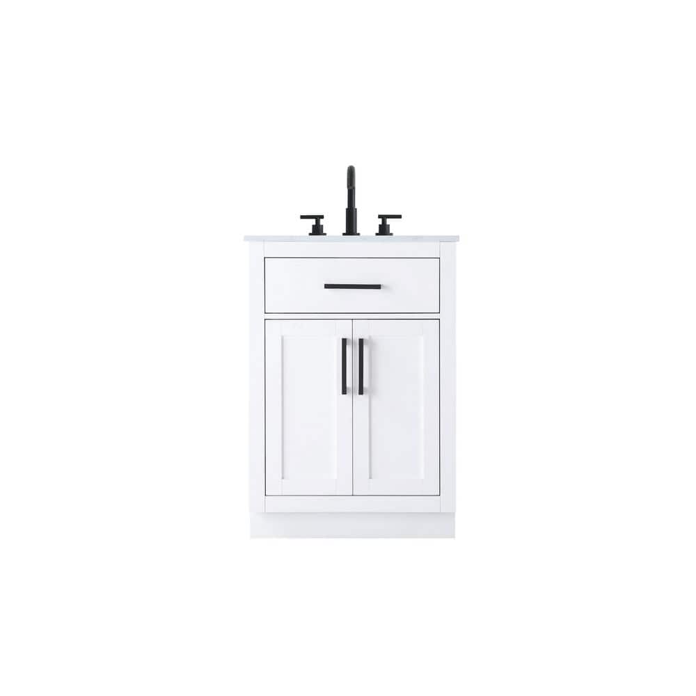 24 in. Single Sink White Bath Vanity with White Engineered Marble Top price history on PriceWatchPro