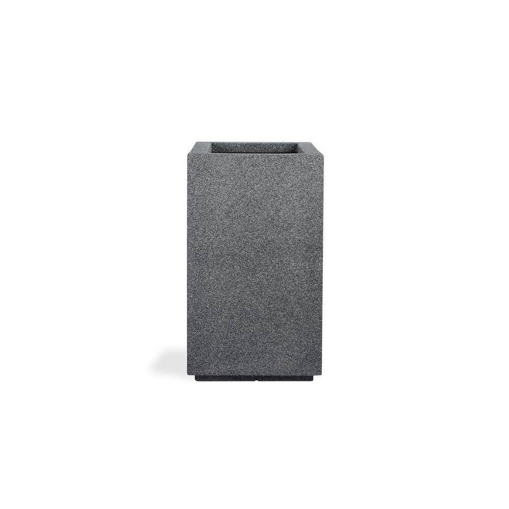 Gray Granite Tall Rectangular Modern Outdoor Planter, 18" L x 23" W x 30" H