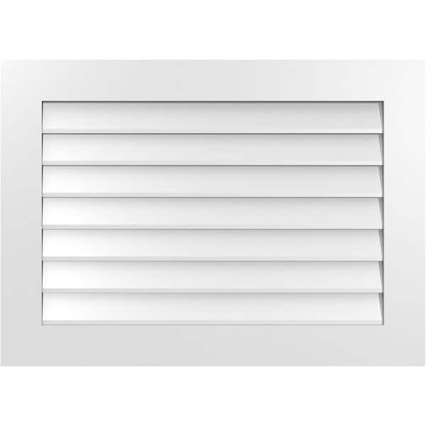 Ekena Millwork 36" x 26" Rectangular White PVC Paintable Gable Louver Vent Non-Functional