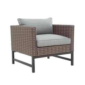 Wicker Outdoor Lounge Chair with Gray Cushion