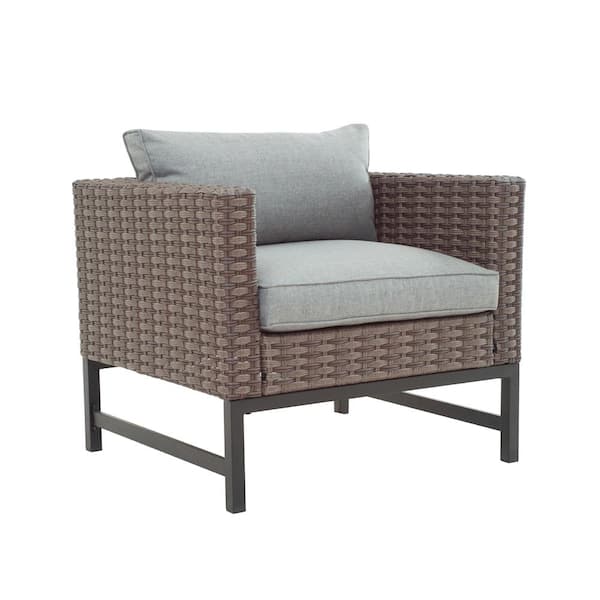 Patio Festival Wicker Outdoor Lounge Chair with Gray Cushion