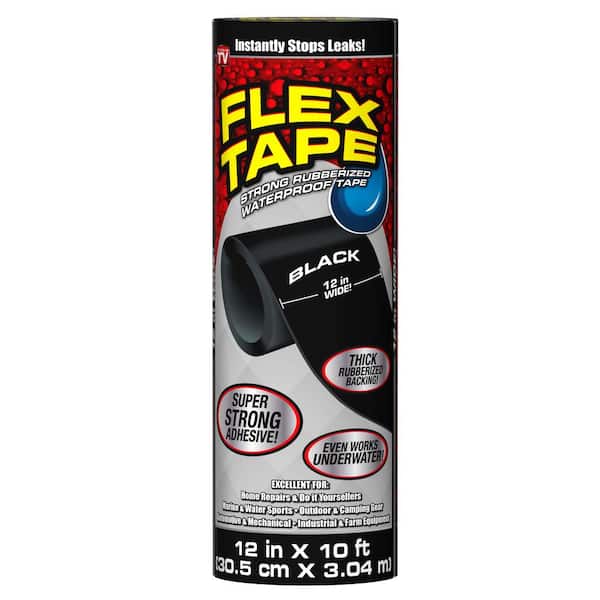 FLEX SEAL FAMILY OF PRODUCTS Flex Tape Black 12 in. x 10 ft. Strong Rubberized Waterproof Tape