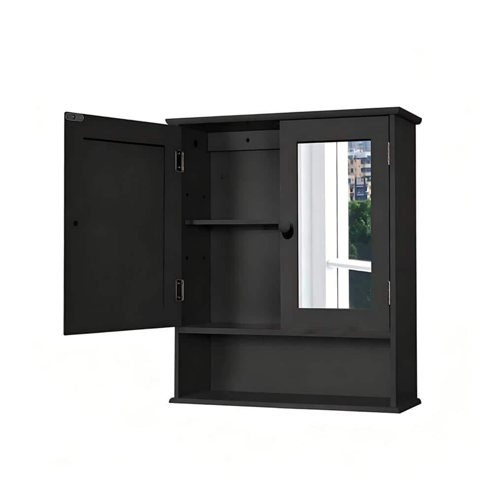 22 in. W x 23 in. H Black Rectangular Wood Medicine Cabinet with Mirror price history on PriceWatchPro