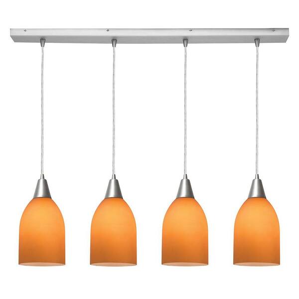 Access Lighting 4-Light Pendant Brushed Steel Finish Amber Glass-DISCONTINUED