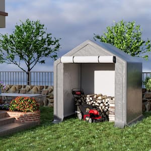6 ft. W x 10 ft. D x 6 ft. H Peak-Style Metal Storage Shed in Grey with Roll up Zipper Door (36 sq. ft.)