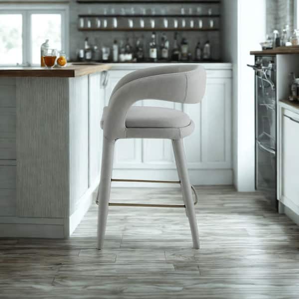 Faerron 25.6 in. Grey Metal Leg Counter Stool