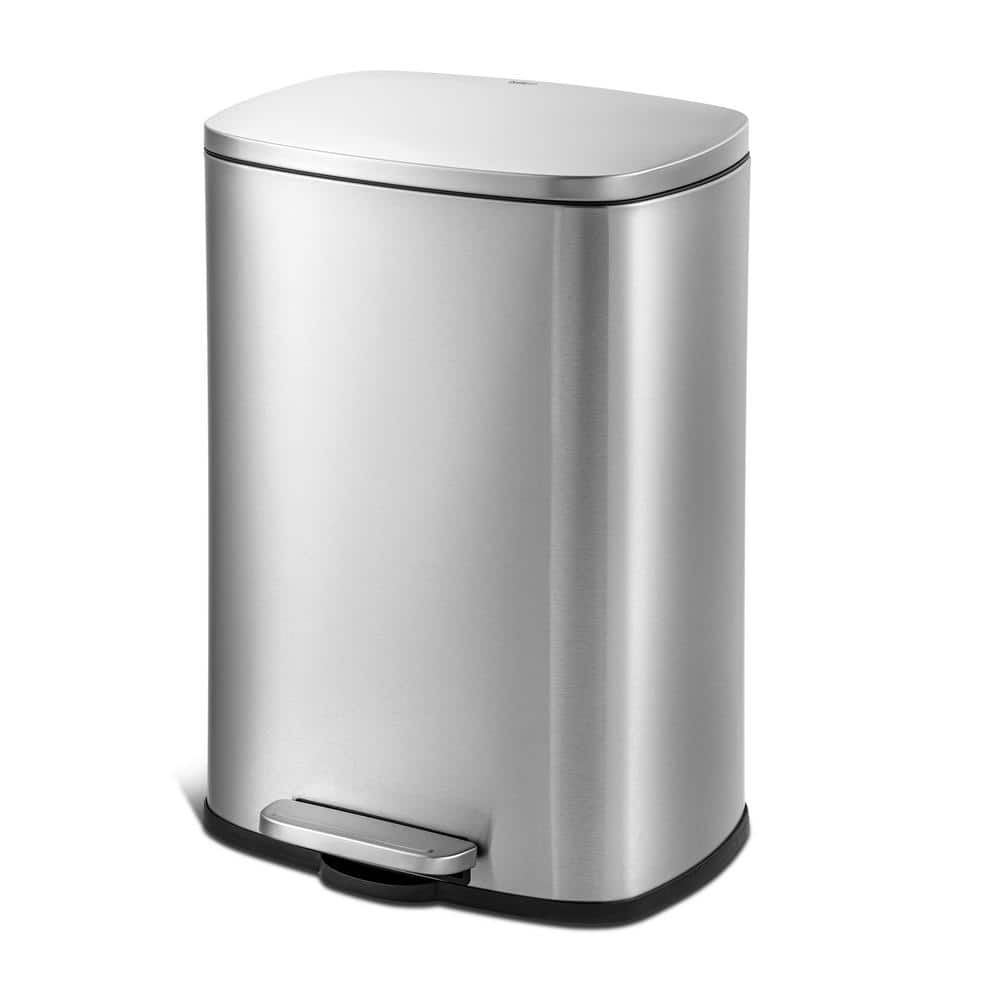 Qualiazero 13 Gal. Stainless Steel Kitchen Trashcan, Step-on, Rectangle QZ10002 - The Home Depot
