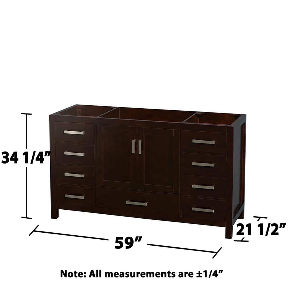 Sheffield Espresso Solid Wood 59" Single Freestanding Vanity Base