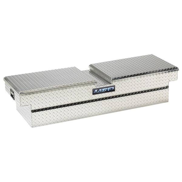 Lund 70 in Diamond Plate Aluminum Full Size Crossbed Truck Tool Box with mounting hardware and keys included, Silver