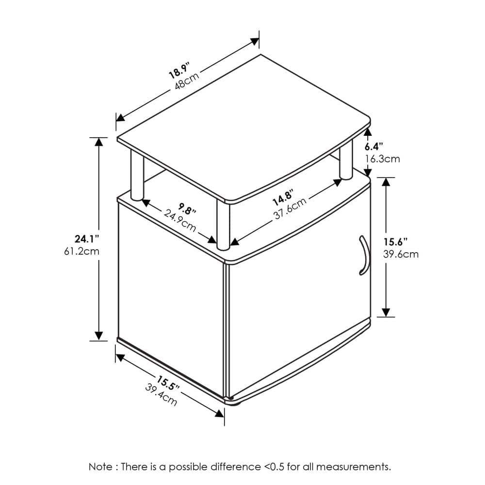 Americano Wood and Chrome End Table with Storage