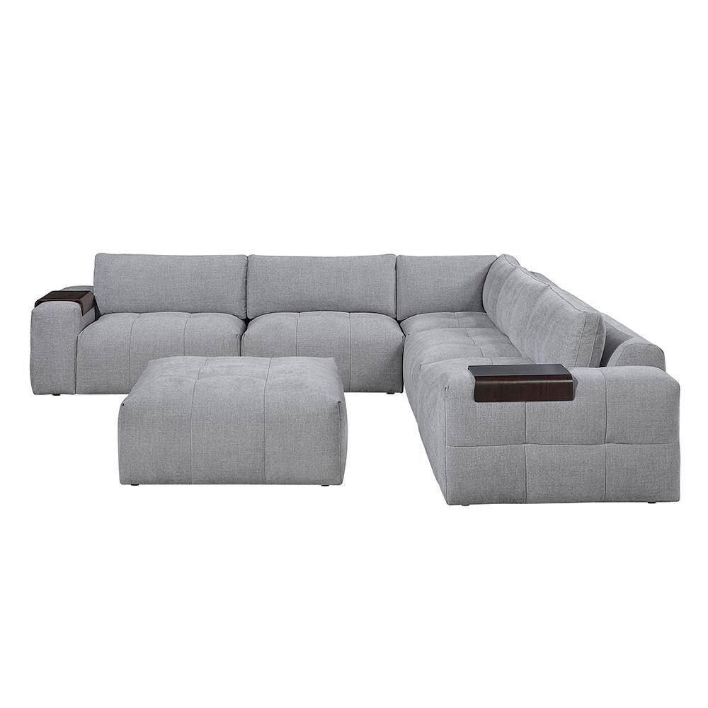 Marquis 143 in. Square Arm 6-Piece Textured Fabric Rectangle Modular Sectional Sofa with Ottoman in. Gray price history on PriceWatchPro