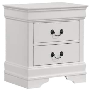 Louis Philippe White 2-Drawer Nightstand Bedside Table with Bracket Feet