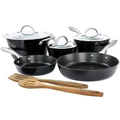 9 Pieces Nonstick Pots & Pans Cookware Set Kitchen Kitchenware Cooking NEW  (Champagne) (80143/074)