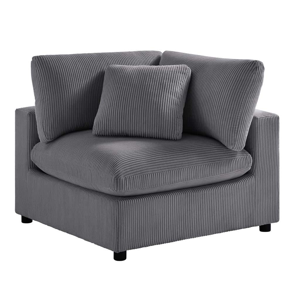 Casella Charcoal Corduroy Fabric Corner Accent Chair