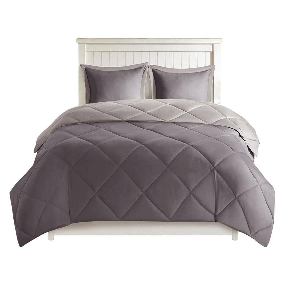 Twin Charcoal/Grey Reversible Down Alternative Comforter Set