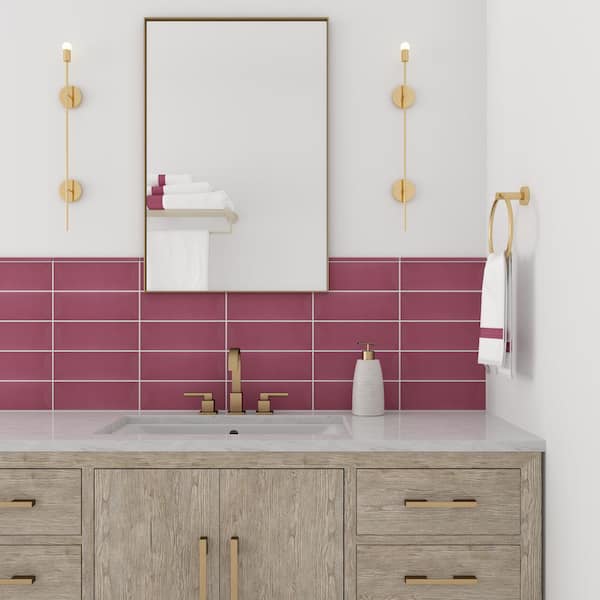 Stencil Berry 4 in. x 12 in. Glaze Porcelain Half Moon Floor and Wall Tile (511.28 sq. ft./pallet)