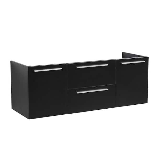 Opulento 54 in. Double Bathroom Vanity Cabinet Only in Black