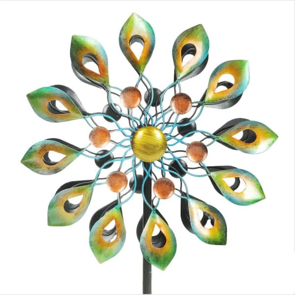 Unbranded 78 in. Big Peacock Kinetic Garden Windmill