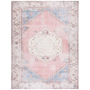 Serapi Ivory/Pink 10 ft. x 14 ft. Machine Washable Distressed Bohemian Area Rug