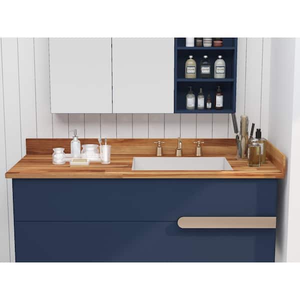 61 in. x 24 in. x 1 in. Acacia Vanity Top with Backsplash, Golden Teak 61 in. x 24 in. x 1 in. Acacia Vanity Top with Backsplash, Golden Teak
