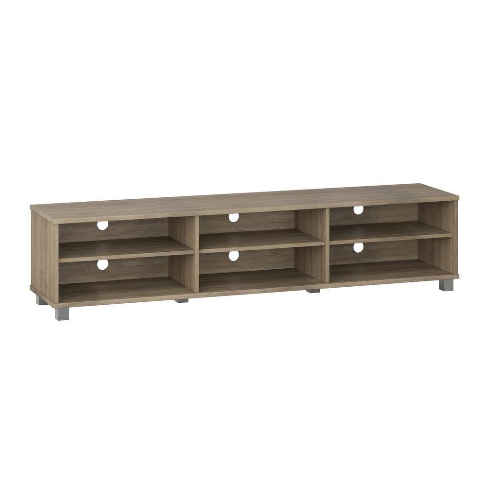 Brown Wood Grain TV Stand with Cabinet for 85" TVs
