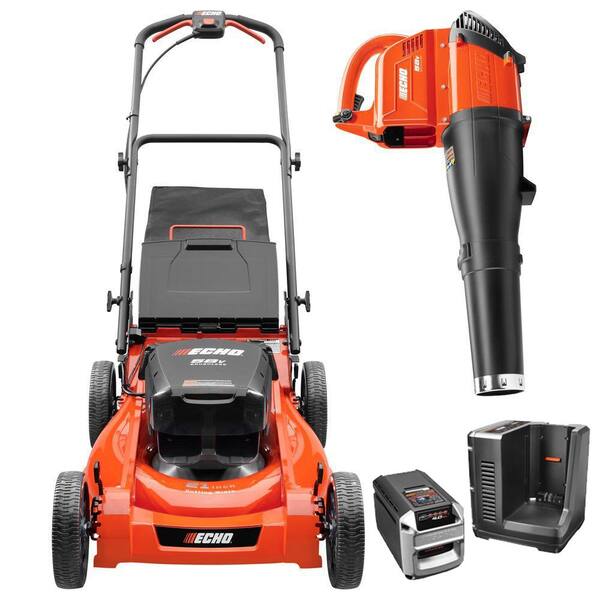 ECHO 21 in. 58-Volt Lithium-Ion Cordless Lawn Mower with Blower Combo Kit - 4.0 Ah Battery and Charger Included