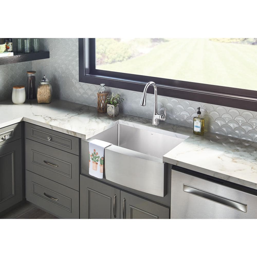 Moen Arbor Chrome One-Handle Pulldown Kitchen Faucet with Power Boost