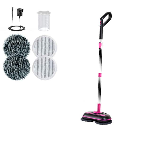 Cordless Electric Spin Mop w Water Sprayer, 300ml Tank, Adjustable Handle, Quiet Operation for Hardwood Tile Laminate