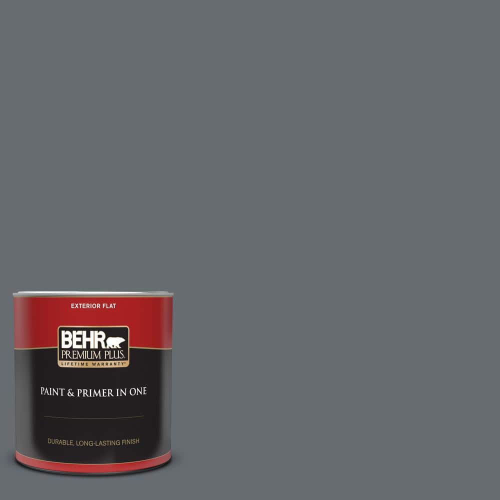 BEHR PREMIUM PLUS 1 qt. #770F-5 Dark Ash Flat Exterior Paint and Primer ...