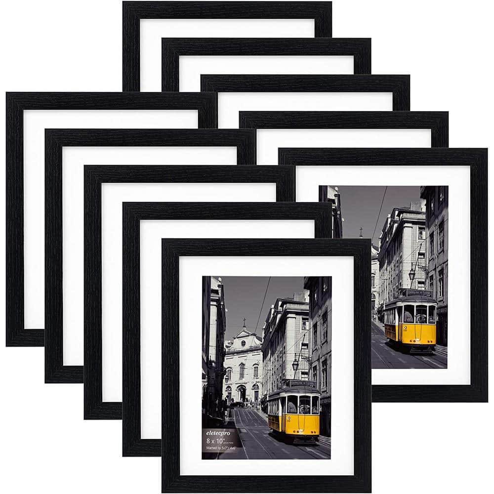 8 in. x 10 in. Black Picture Frames Set of 10