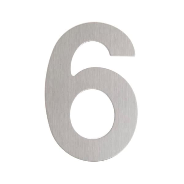 Everbilt 6 in. Silver Stainless Steel Floating House Number 6
