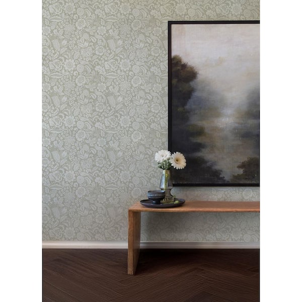 Marta Beige Floral Trail Wallpaper Sample