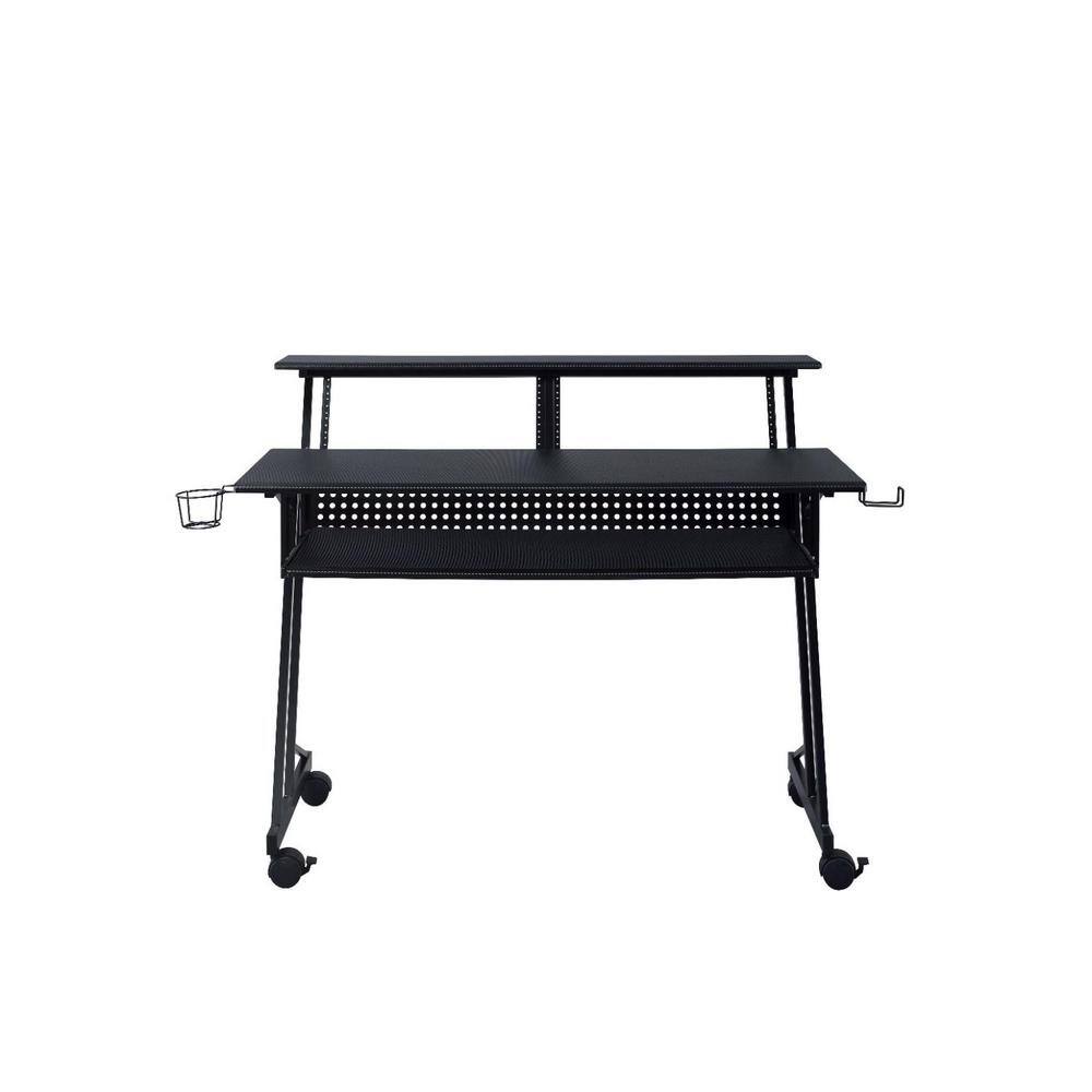 47 in. Rectangular Black Metal 0-Drawer Computer Desks