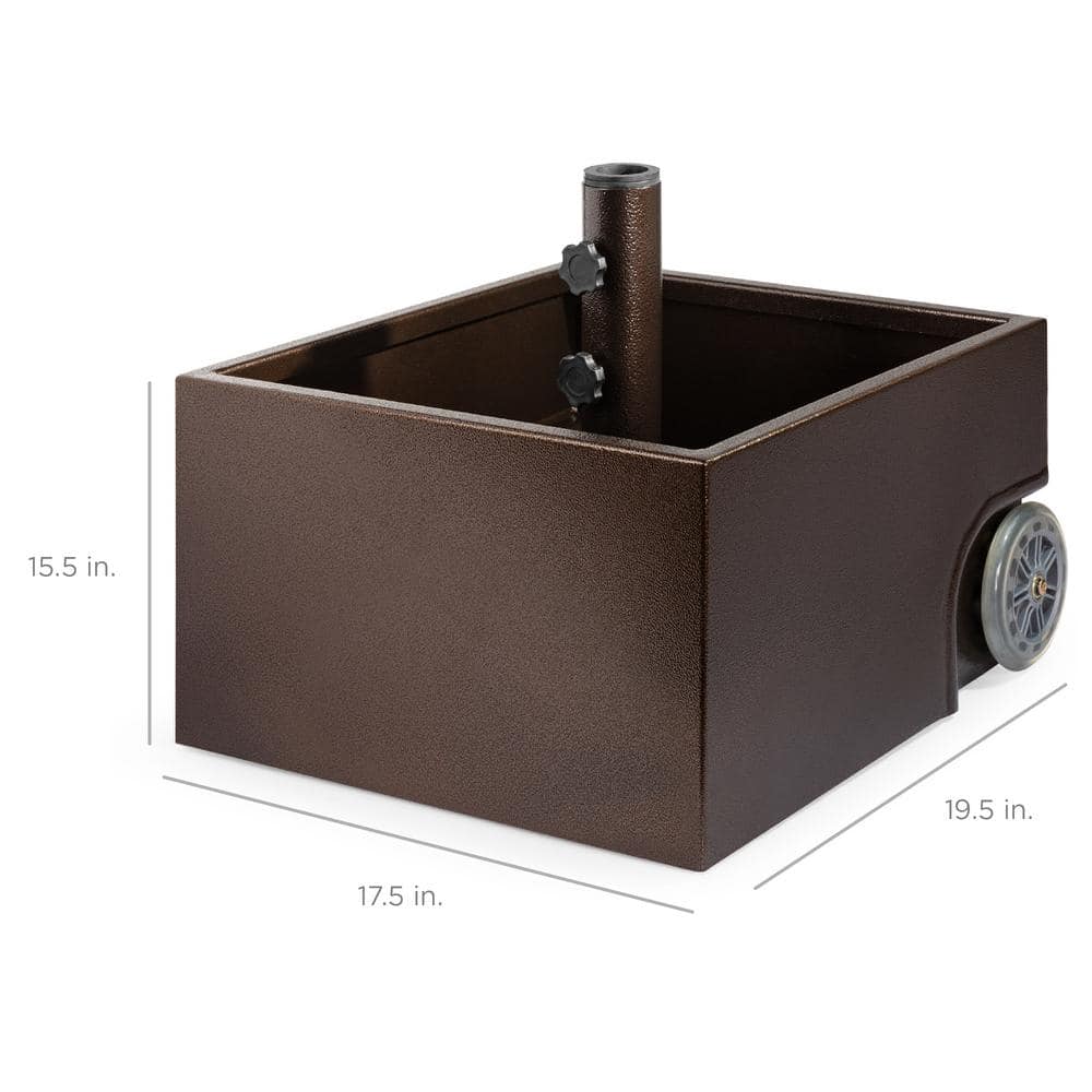 Portable Brown Steel Umbrella Base Stand with Wheels