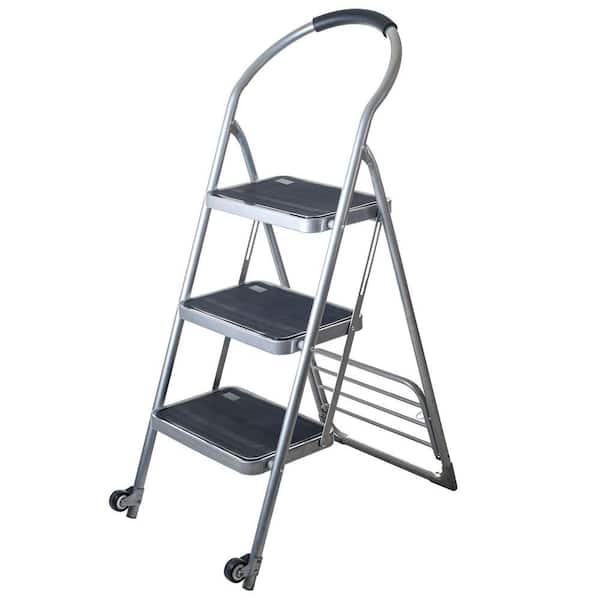 Stalwart 175 lbs. Step Ladder Dolly Folding Cart in Silver
