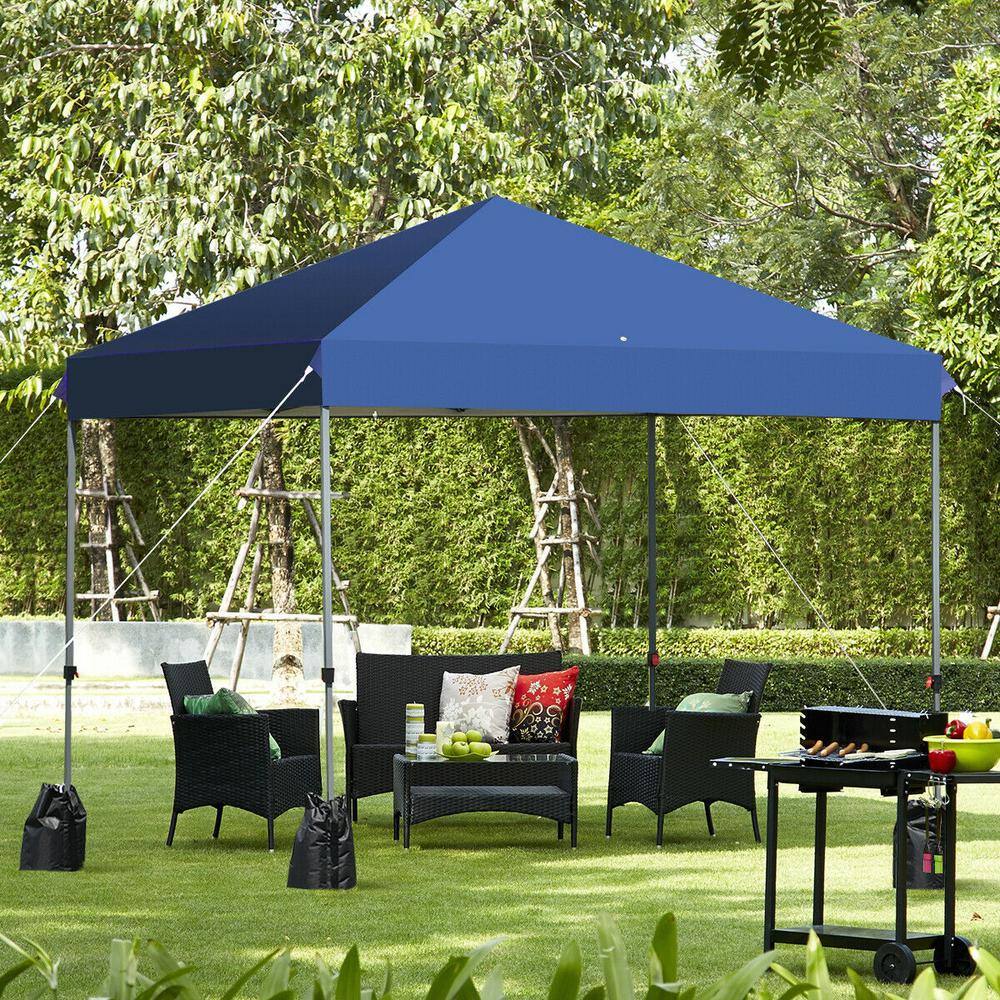 Blue 8 x 8' Outdoor Pop Up Canopy Tent with Roller Bag