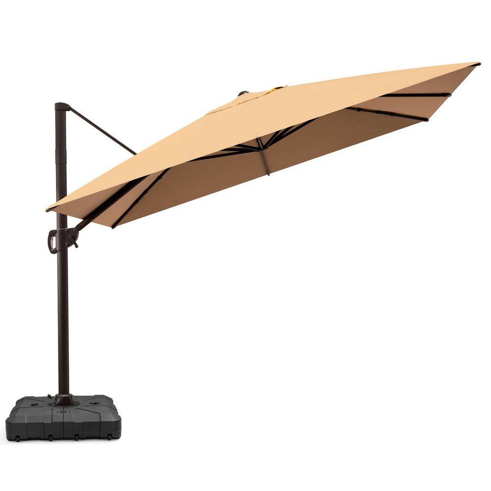 11 ft. x 9 ft. Patio Umbrella with 8-Wheel 260 lbs Base Rectangular Outdoor Offset Cantilever Umbrella Fits Lawns in Tan price history on PriceWatchPro