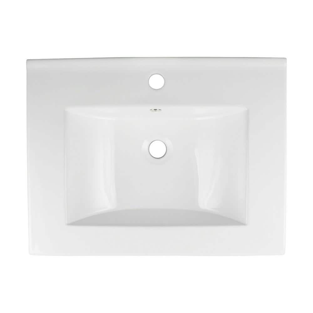 Luke White Ceramic Rectangular Drop-In Bathroom Sink